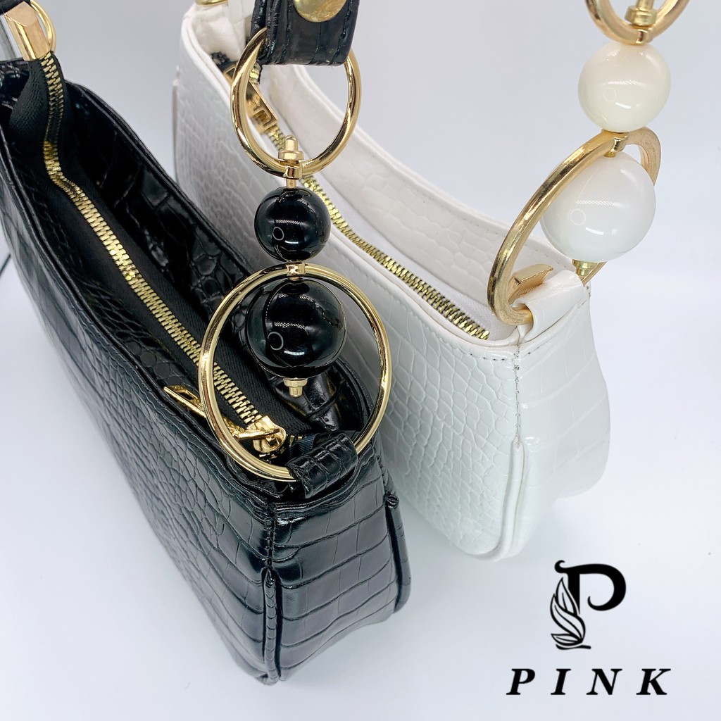 Túi kẹp nách nối bi , Túi xách nữ da mềm siêu xinh mã P01 Pink Shop | BigBuy360 - bigbuy360.vn