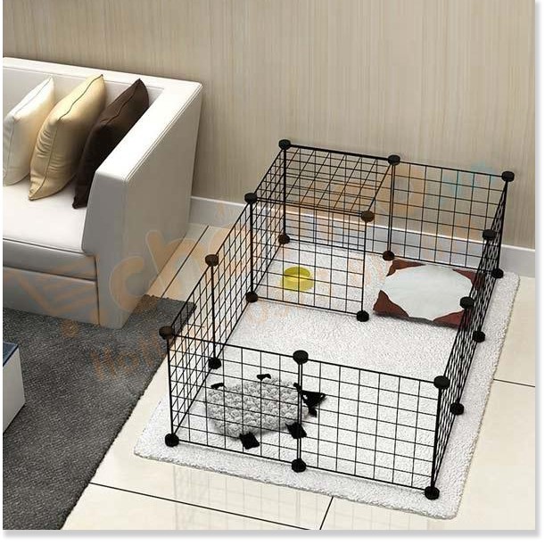 Hanpet- Chuồng ghép quây lưới  70x70x35cm / Chuồng chó mèo lắp ghép từ 8 tấm lưới + 16 chốt / mảnh ghép Quây chó /miếng