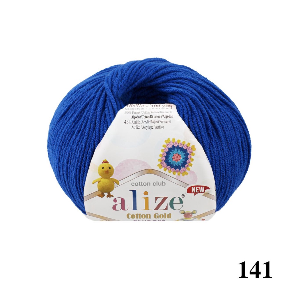 Cuộn len hè trơn đan móc thú Cotton Gold Hobby Baby New hãng Alize