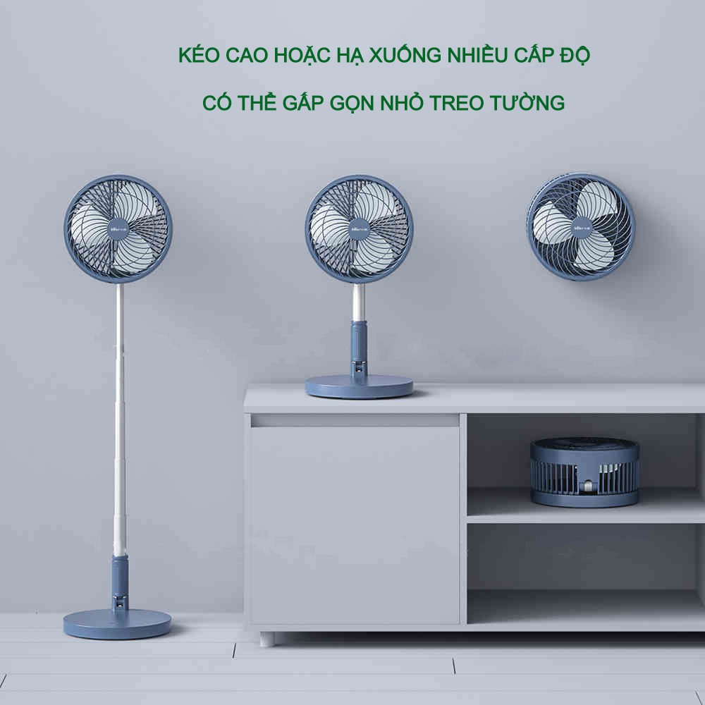 QUẠT MINI SẠC USB CÓ THỂ KÉO CAO HOẶC GẤP NHỎ GỌN TREO TƯỜNG CHÍNH HÃNG BEAR - BẢO HÀNH 1 NĂM | BigBuy360 - bigbuy360.vn