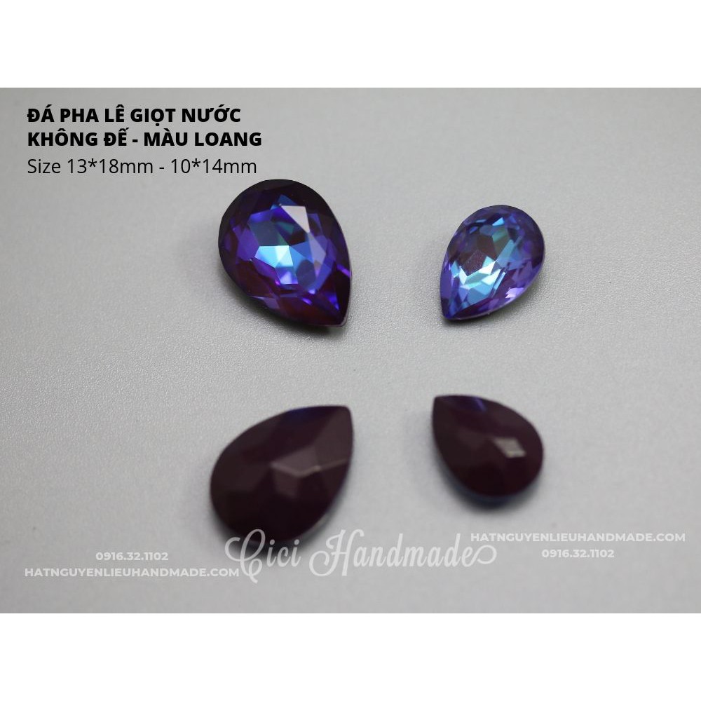 Hạt đá pha lê giọt nước không đế 10*14mm Cici Handmade hạt cườm nguyên liệu tự làm kẹp tóc cô dâu đính kết