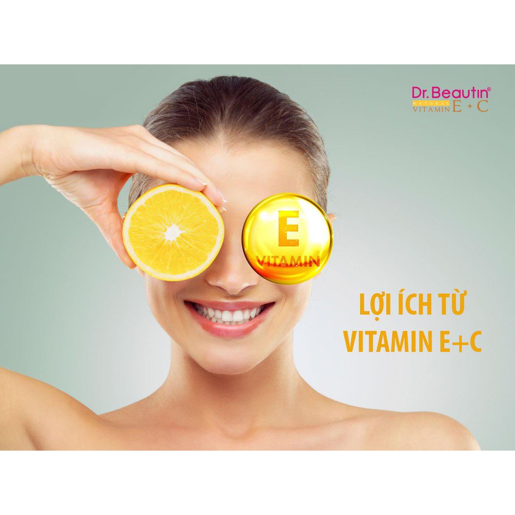 Dr.Beautin Natural Vitamin E + C 30 viên - Hỗ trợ tăng khả năng chống oxy hóa, giảm lão hóa da và duy trì vẻ đẹp cho da