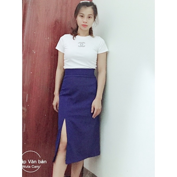 chân váy sẻ đùi dài quá gối 5cm(hình thật 100%) | BigBuy360 - bigbuy360.vn