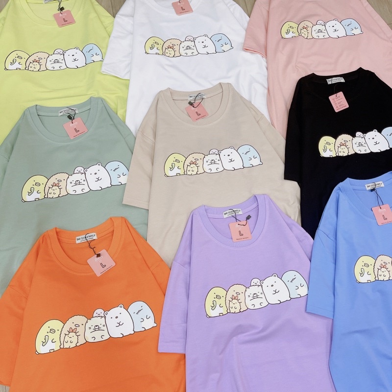 Áo Thun PHÔNG NAM NỮ Tay Ngắn UNISEX IN DECAL CUTE DỄ THƯƠNG ANIMALS - Hình chụp thật