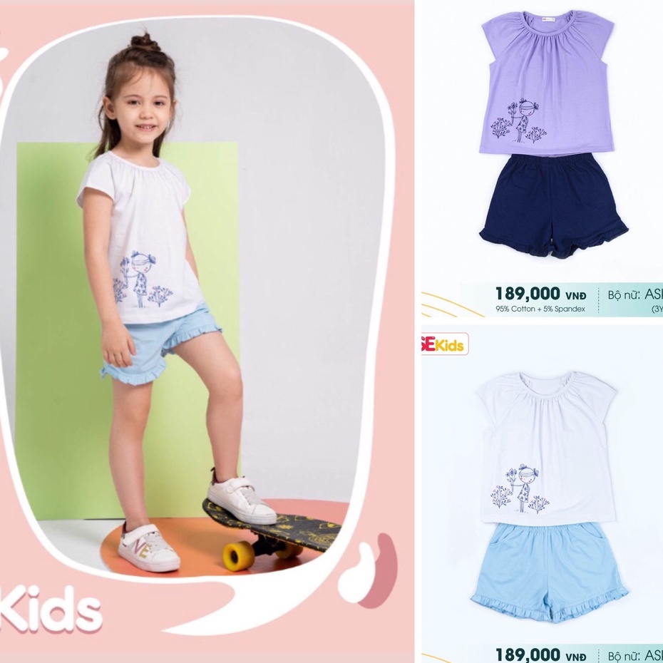[CHÍNH HÃNG] Bộ quần áo bé gái nhún ngực họa tiết trẻ em đáng yêu ASKD016BTX Zose