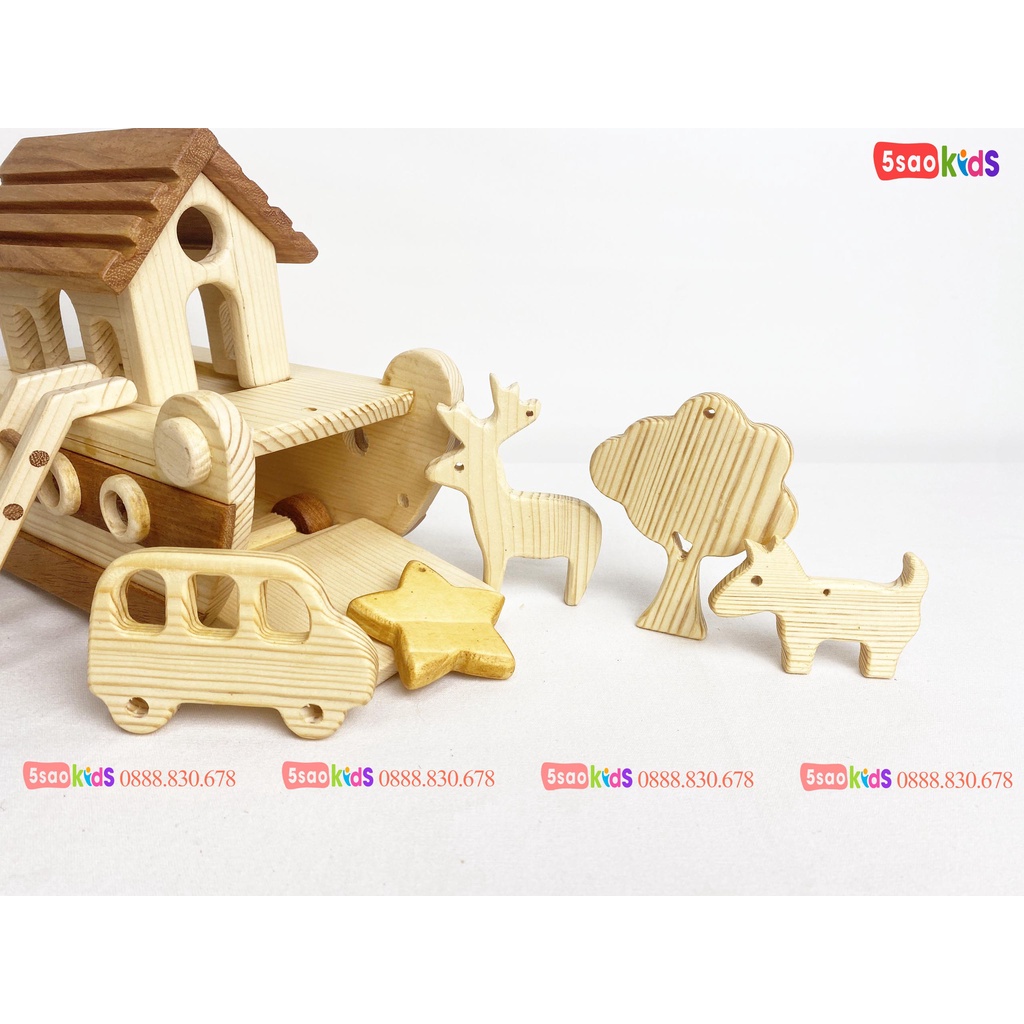 THUYỀN GỖ CHỞ THÚ CƯNG- 5SAOKIDS