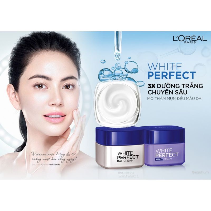 Bộ Kem White Perfect Loreal Paris dưỡng da ngày và đêm căng mướt, trắng sáng & chống nắng toàn diện