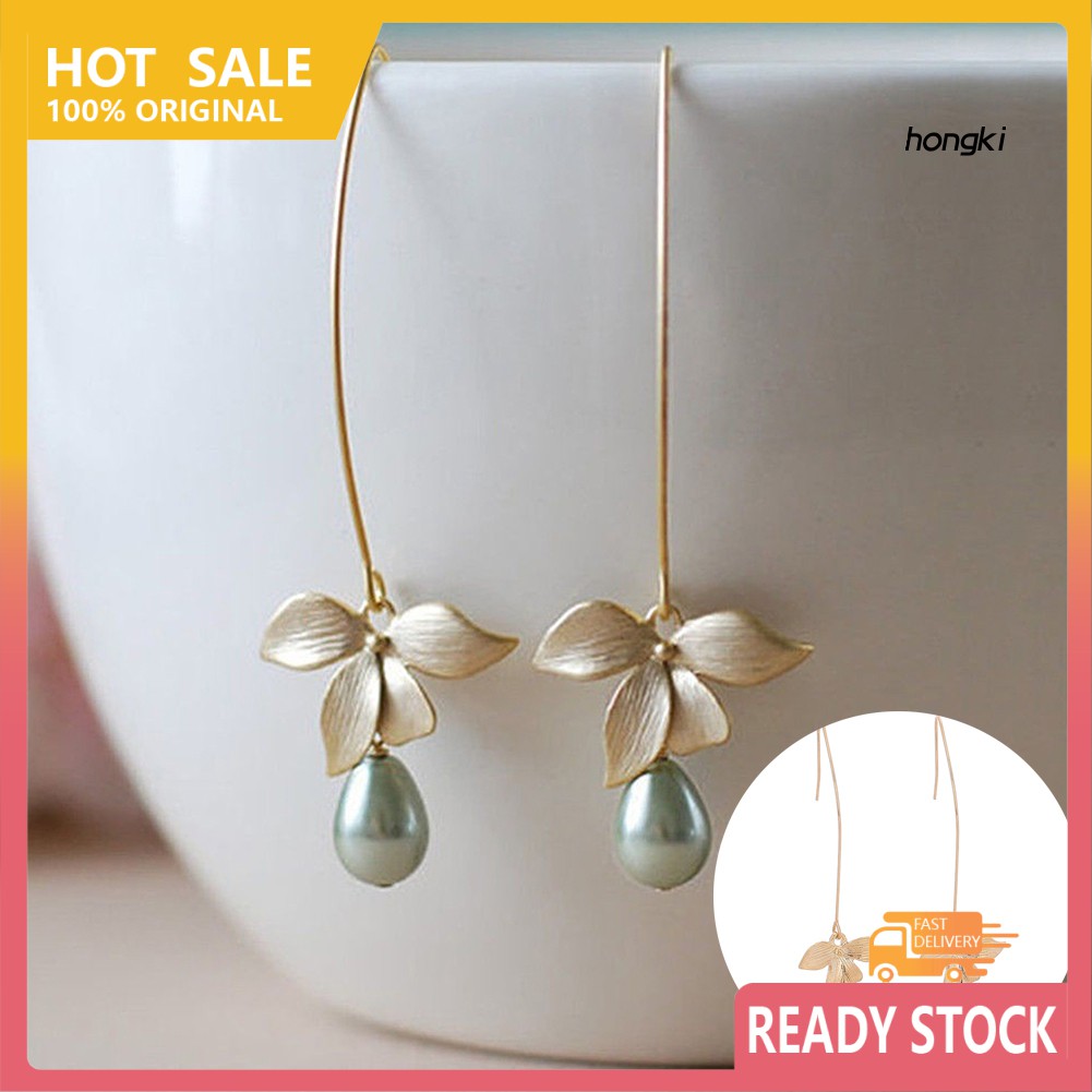 (Hàng Mới Về) Bông Tai Hợp Kim Hình Chiếc Lá Đính Ngọc Trai Giả Thời Trang Cho Nữ