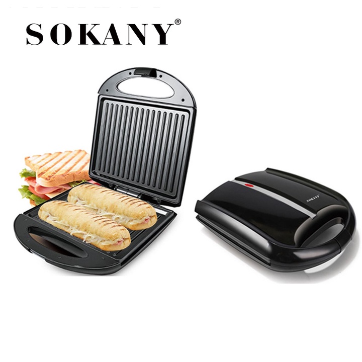 Máy nướng ép bánh mì, máy kẹp bánh mỳ size rộng Chính hãng SOKANY [BH 12 Tháng]