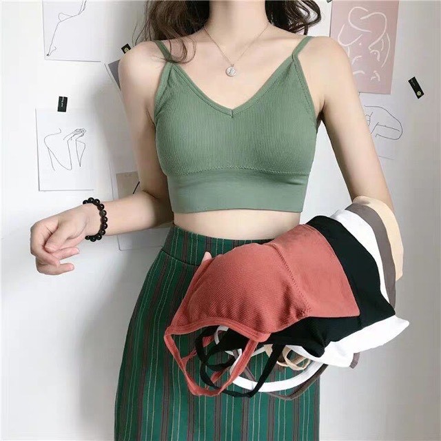 Áo Bra thun len hở vai, khoét lưng chữ U siêu mát - COLLY
