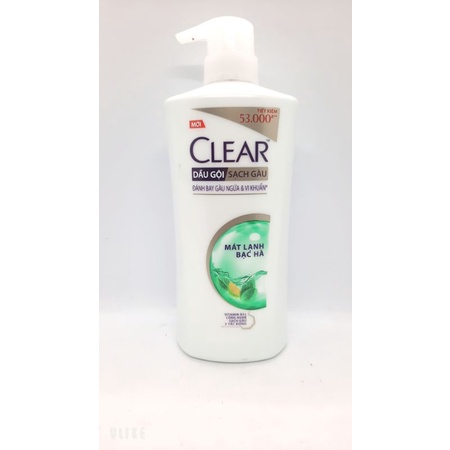 Dầu Gội Sạch Gàu Clear Mát Lạnh Bạc Hà Chai 650G