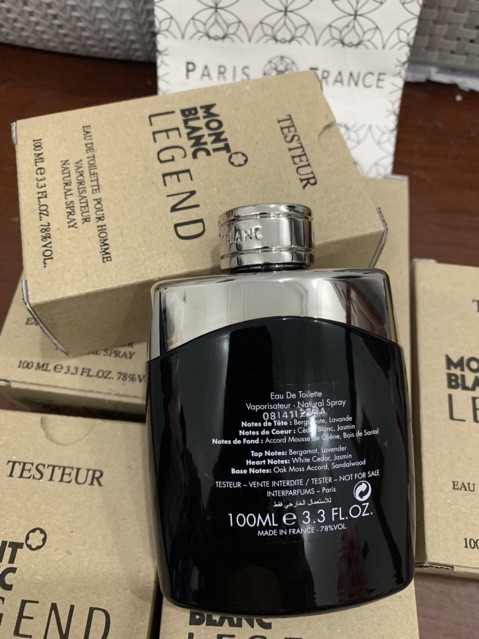 Nước hoa nam tester mont blanc legend 100ml (hộp tester như hình, tặng 1 vials)