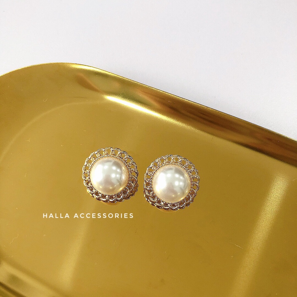 Khuyên tai đính hạt trai , sáng đẹp, bền màu HALLA BT101 BT131 BT144