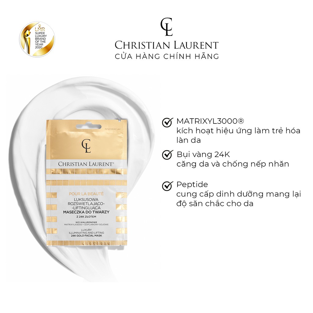 [Hàng Chính Hãng] Mặt nạ dưỡng da tinh chất GOLD 24k - Christian Laurent - 2 túi x 5ml