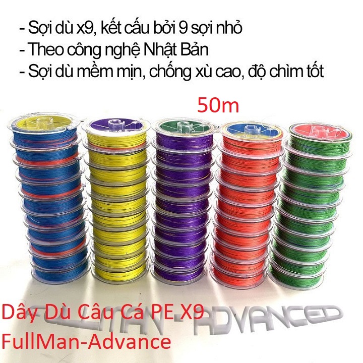 Dây Dù Câu Cá PE X9 FullMan - Advance 50m