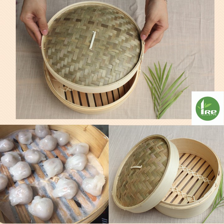 Xửng hấp tre/ lồng hấp tre D15cm/20cm- Hấp há cảo/dimsum