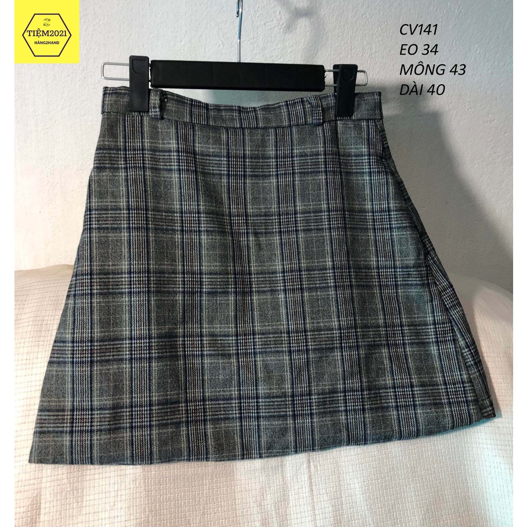 [ẢNH THẬTSHOP CHỤP]CV141 Chân váy chữ A ngắn kẻ sọc trẻ trung hàng2hand TIEM2021