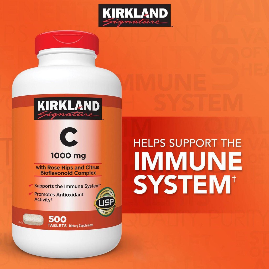 Viên Uống Bổ Sung Vitamin C Kirkland Signature Vitamin C 1000mg 500 viên
