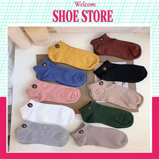 Sét 10 Đôi Tất Gấu Cổ Ngắn Cho Nữ 💖FREESHIP💖 Vớ Gấu Nhiều Màu