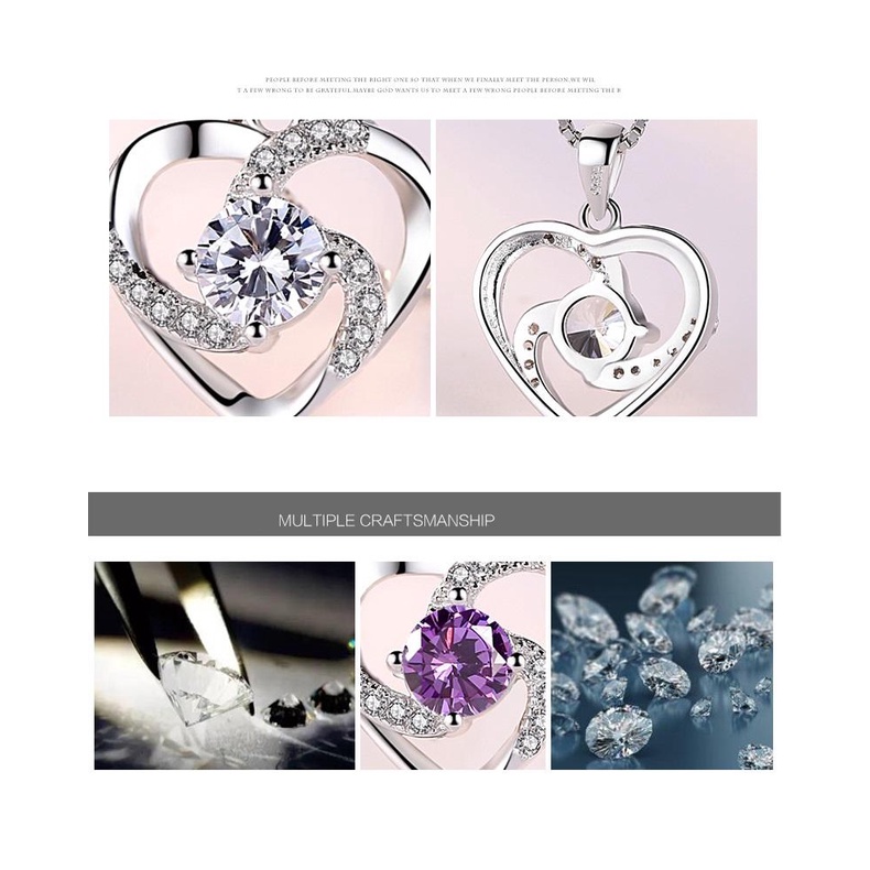 Dây Chuyền Bạc S925  Trái Tim  Kim Cương Zircon Nữ Tính Quí Phái VCBACTRAITIM03