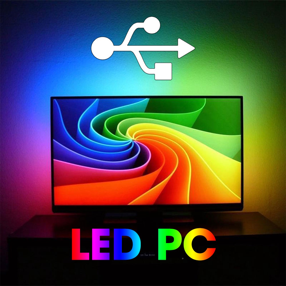 [CHÍNH HÃNG]Đèn led Ambilight USB sáng theo màu màn hình máy tính - 80 hiệu ứng nháy theo nhạc LEDPC