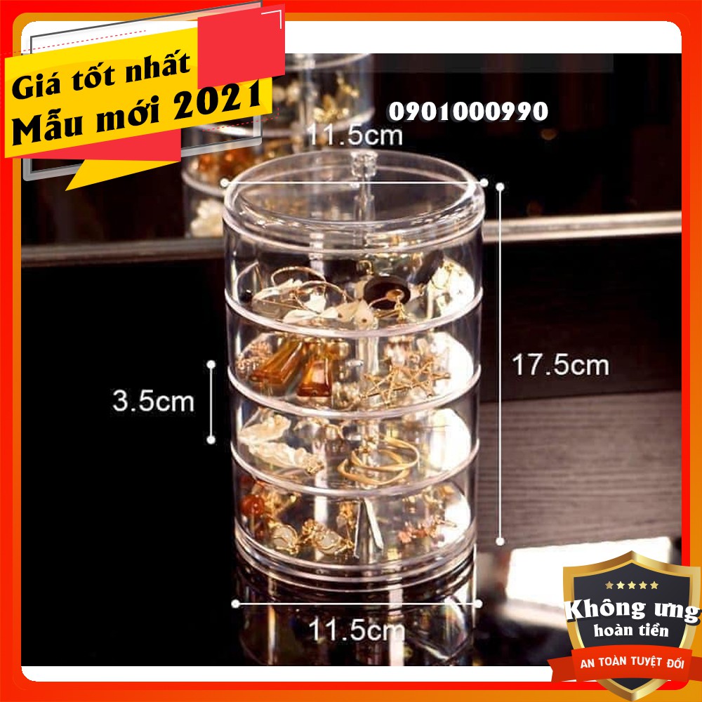 ⚡RẺ VÔ ĐỊCH⚡Kệ trang sức 5 tầng nhựa mica xoay 360 độ -  Tiện lợi, đa dụng