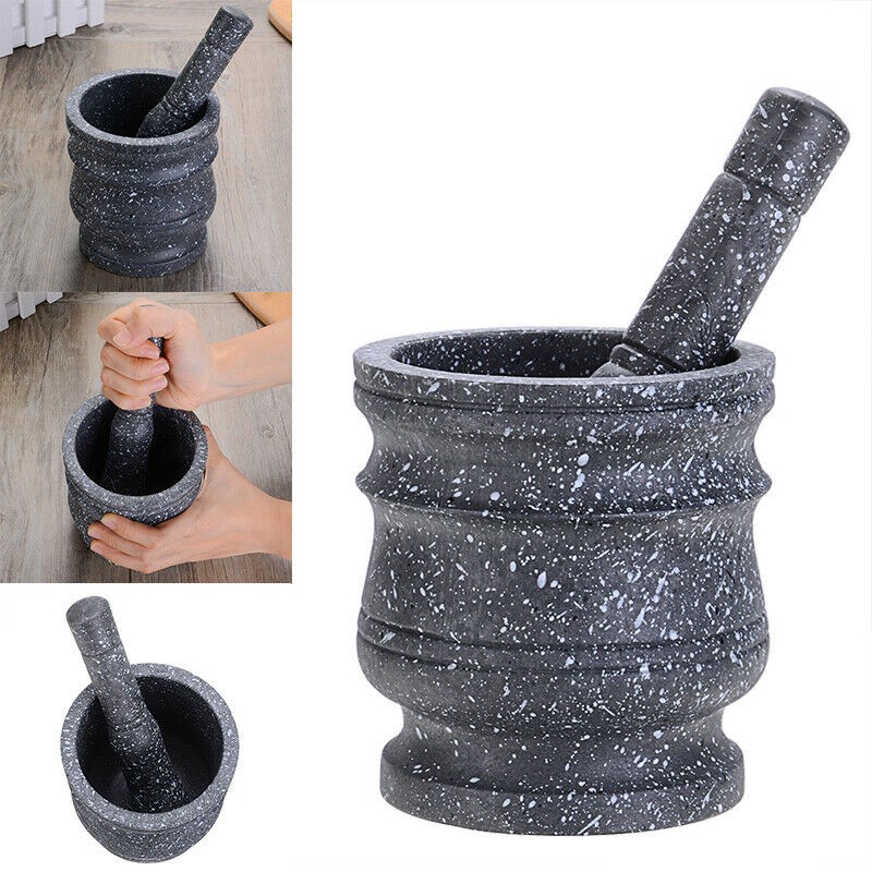 Granite Pattern Pestle Set Stone Herb Spice Grinder Solid Grinder Cooking Set