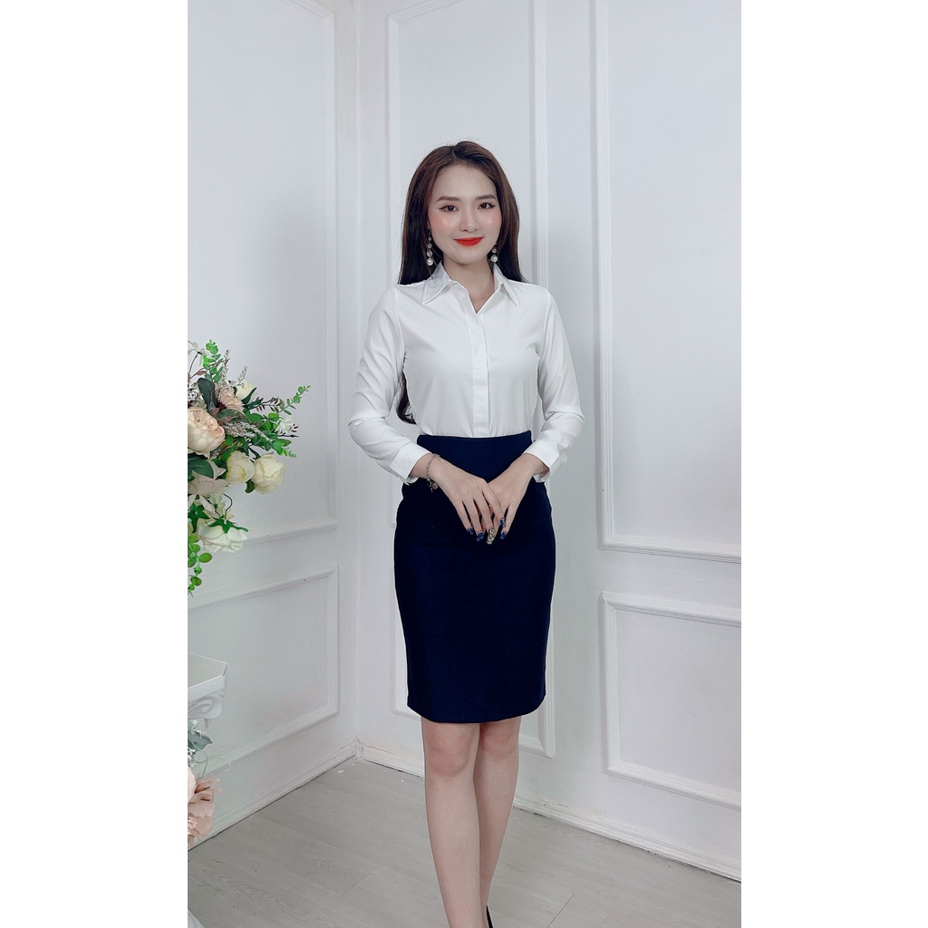 Chân Váy Bút Chì Màu Xanh Đen Dài 55cm MCV022  Chân Váy Công Sở Cao Cấp