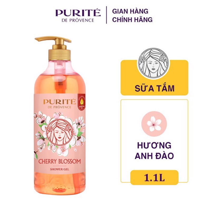 Sữa Tắm Purite Hoa Anh Đào và Hoa Hồng 1,1 Lít