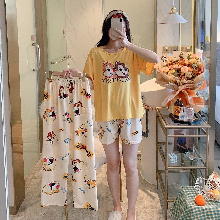 Bộ Đồ Ngủ Gồm Áo Thun Tay Ngắn + Quần Short Thời Trang Dành Cho Nữ | BigBuy360 - bigbuy360.vn
