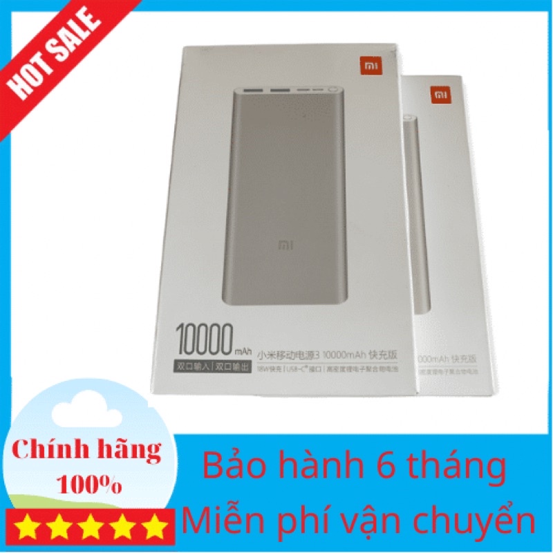 Pin dự phòng Xiaomi gen 3, dung lượng 10.000mah chính hãng, hai cổng sạc usp