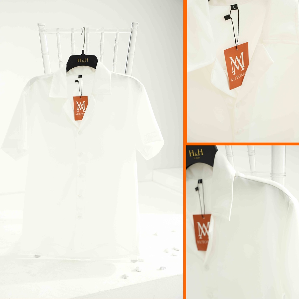 Áo sơ mi ngắn tay nam nữ form rộng cổ vest unisex tay lỡ chất vải đũi cao cấp chống nhăn AUTOMAN A04