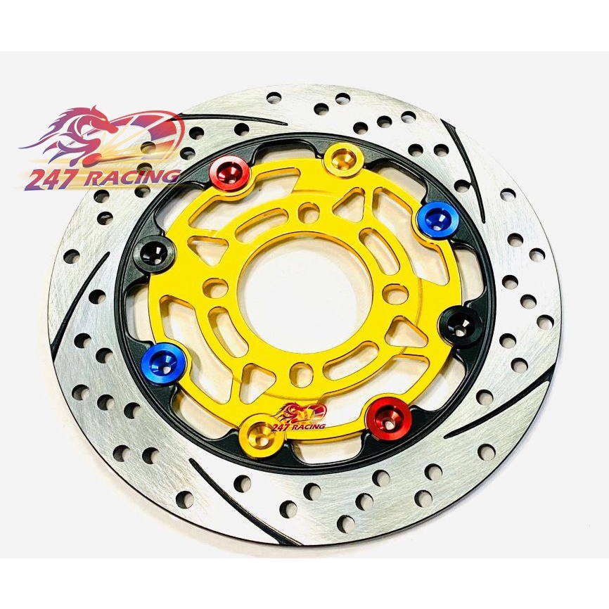 Đĩa Kiểng Rembo 220 Lòng CNC gắn xe máy Sirius,Wave,Exciter 135,Blade.....màu Vàng