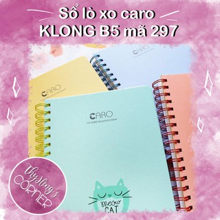 Sổ lò xo kép Caro B5 KLONG - 200 trang - Định lượng giấy cao, chống lem tốt - MS297 (Nhiều màu)