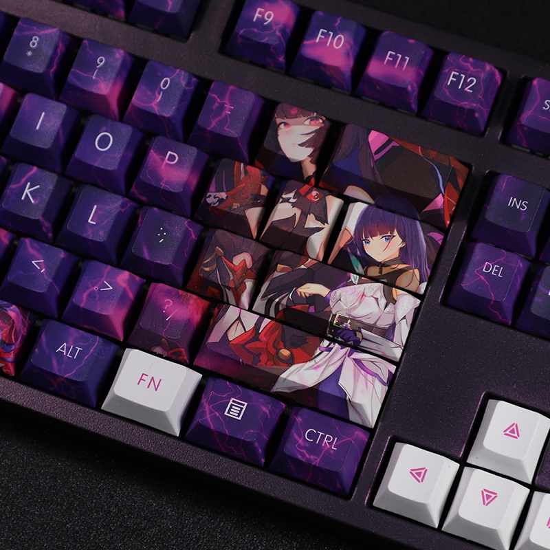 Raiden Mei Keycaps Cherry Hồ sơ Honkai Impact 3 Anime PBT Thuốc nhuộm thăng hoa Bàn phím cơ Keycaps