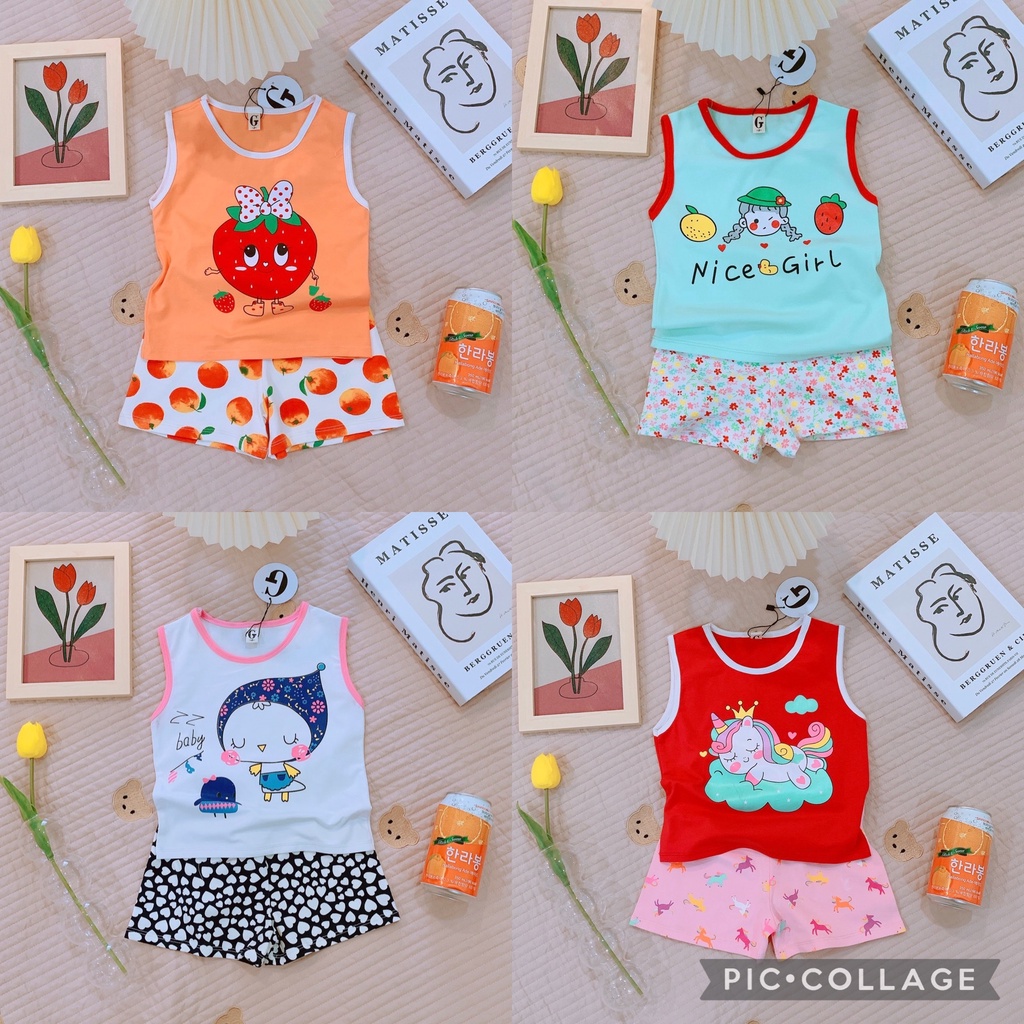Lyvyshop - (Hàng đẹp) Combo 04 bộ quần áo sát nách cho bé trai, bé gái 09-26kg