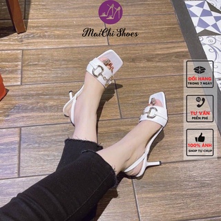 Sandal cao gót mũi vuông sang chảnh,Giày nữ cao gót 7p gót nhọn mẫu mới