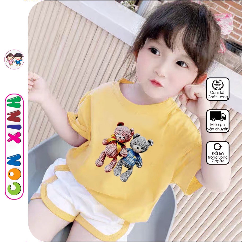 Đồ bộ bé gái Con Xinh cotton hình in dễ thương,thời trang dành cho bé gái từ 4 đên 10 tuổi