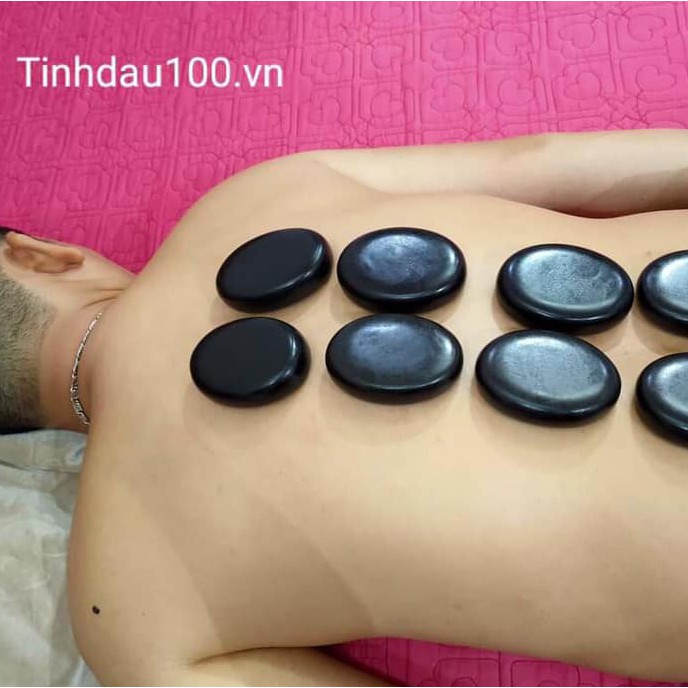 Đá nóng massage body, đá matxa cho Spa, đã được kiểm định. Viên ovan trung 6x8x2cm. Bảo hành 01 năm Tinh Dầu 100 Shop