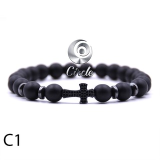 Vòng tay handmade đá hematite, charm kross. tùy chỉnh kích thước