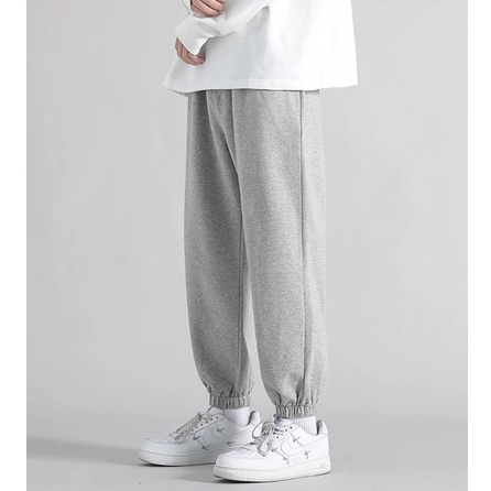 Quần jogger nam ống rộng thể thao chất nỉ hàn da cá dây rút bo chun - Quần thể thao nam ống suông dài co dãn mặc đi học