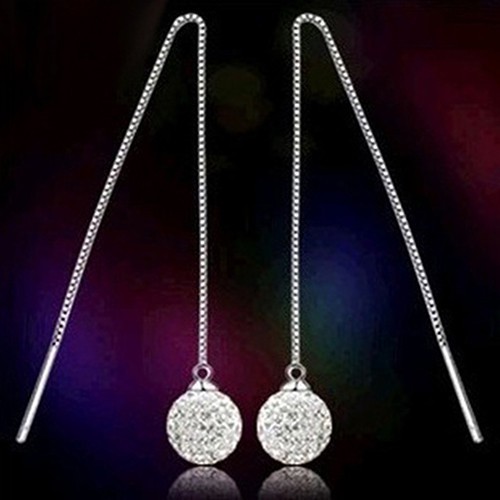 Hoa tai dáng dài xi bạc cho nữ