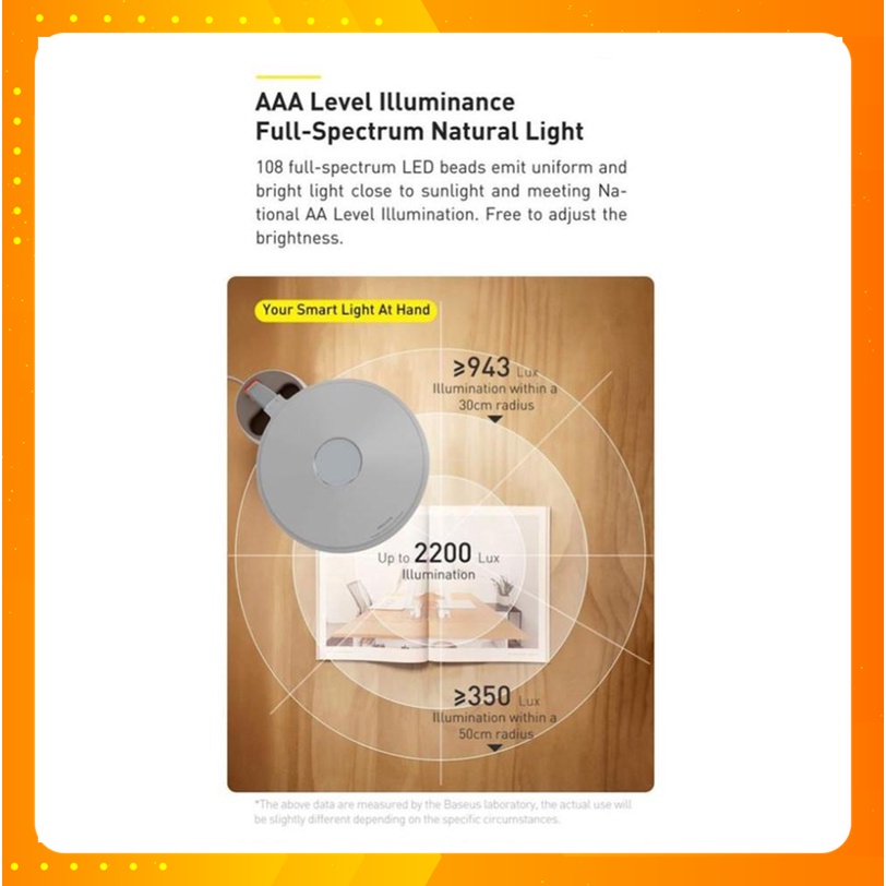 Đèn Led Cao Cấp Chống mỏi mắt , chống cận Hỗ Trợ HỌC TẬP , ĐỌC SÁCH , LÀM VIỆC Baseus Smart Eye Series Full Spectrum