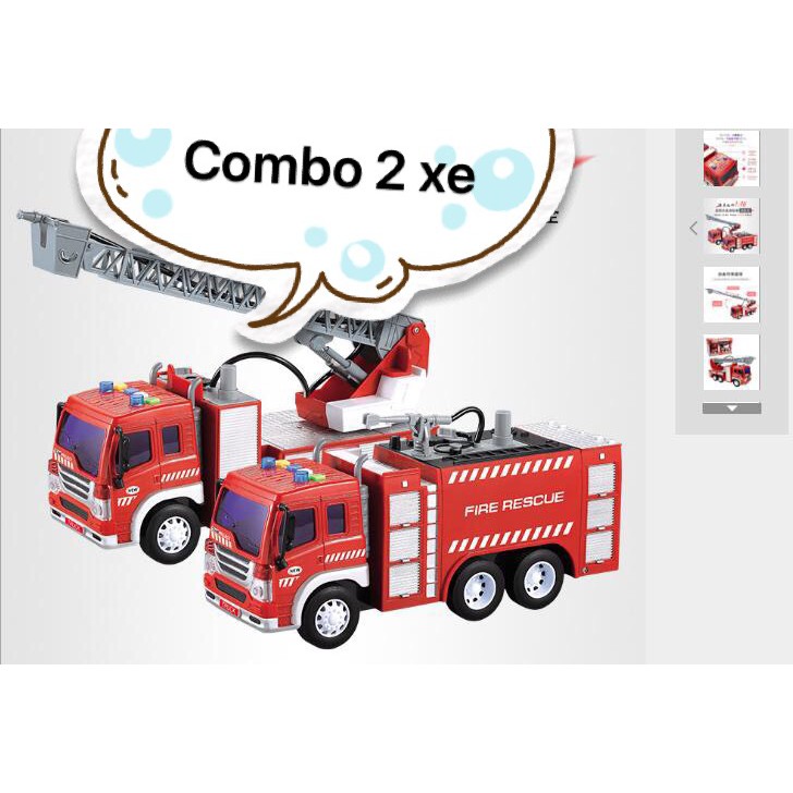 Combo 2 xe cứu hỏa phun nước thật có thể lắp pin phát nhạc