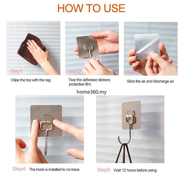 Móc lớn, móc treo tường, móc treo tường tự dính liền mạch, móc treo bằng thép không gỉ hạng nặng được nâng cấp, móc chải lớn liền mạch không thấm nước