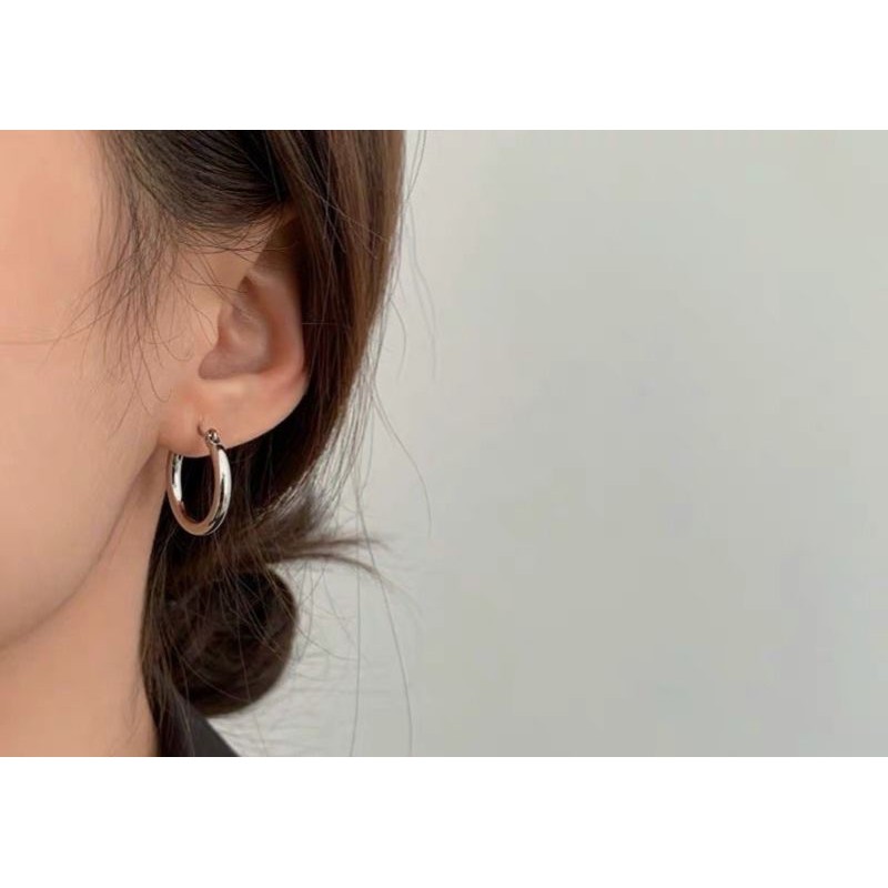 Khuyên tai Basic tròn Khóa bấm chắc chắn chất THÉP Y TẾ KHÔNG GỈ ,CAM KẾT HÀNG CHẤT LƯỢNG NHƯ ẢNH