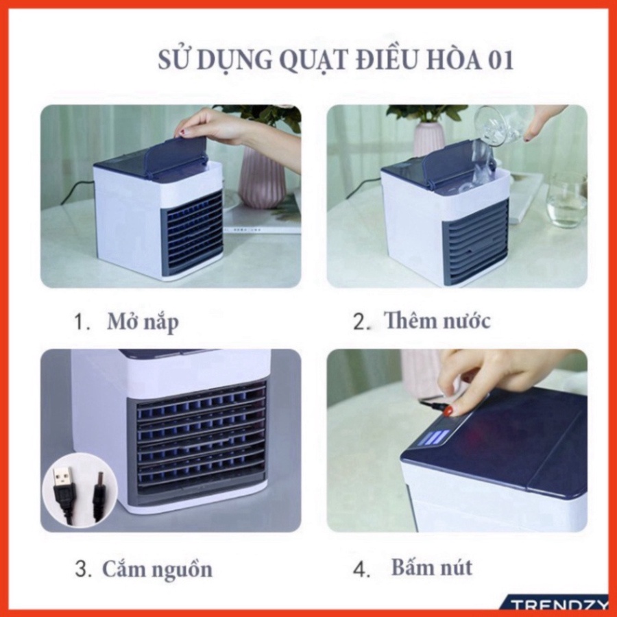 Quạt điều hòa Mini - Máy điều hòa hơi nước siêu mát - Quạt phun sương - Máy điều hòa mini làm mát không khí