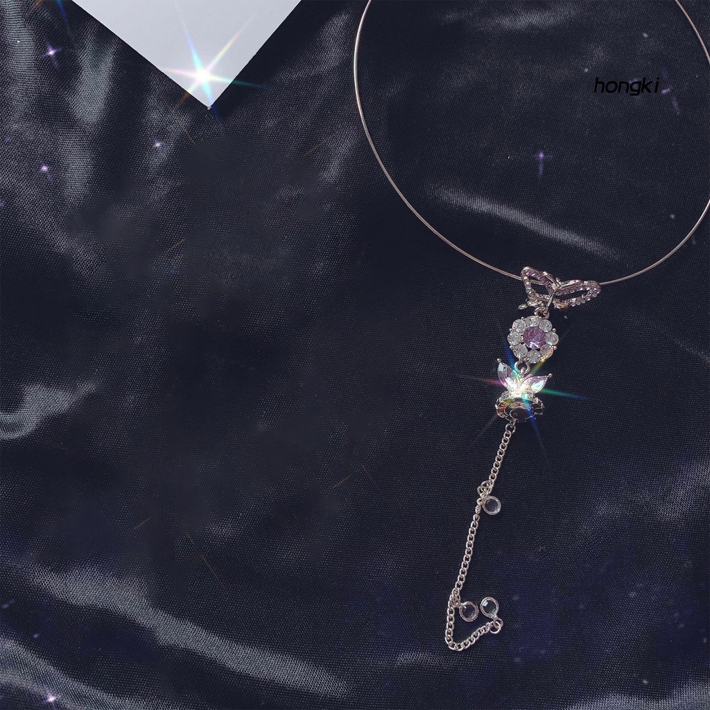 BUTTERFLY (Hàng Mới Về) Vòng Cổ Choker Hình Bướm Đính Đá Nhân Tạo Thời Trang Dành Cho Nữ