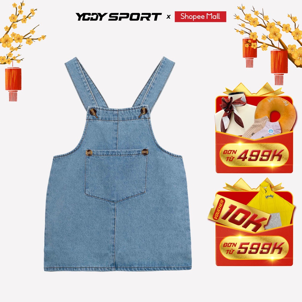 Yếm liền thân bé gái YODY chất liệu jeans dáng suông rộng có túi xinh xắn KID4341