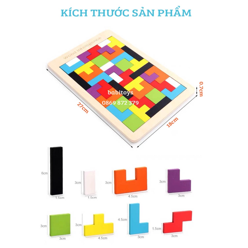 Bảng ghép hình gạch Tetris size đại, ghép gạch thông minh đồ chơi phát triển trí tuệ cho bé